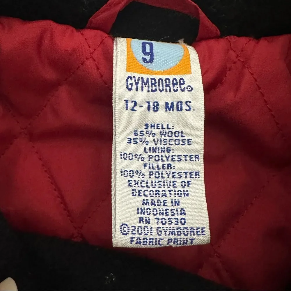 Gymboree infant black button up coat size 12-18 months